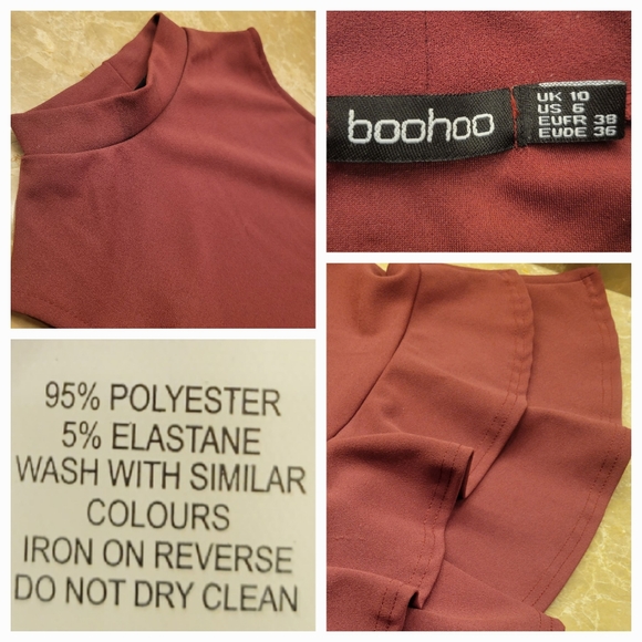 Boohoo cute deep burgandy mock turtleneck dress, Sz 6(XS) - Picture 16 of 16